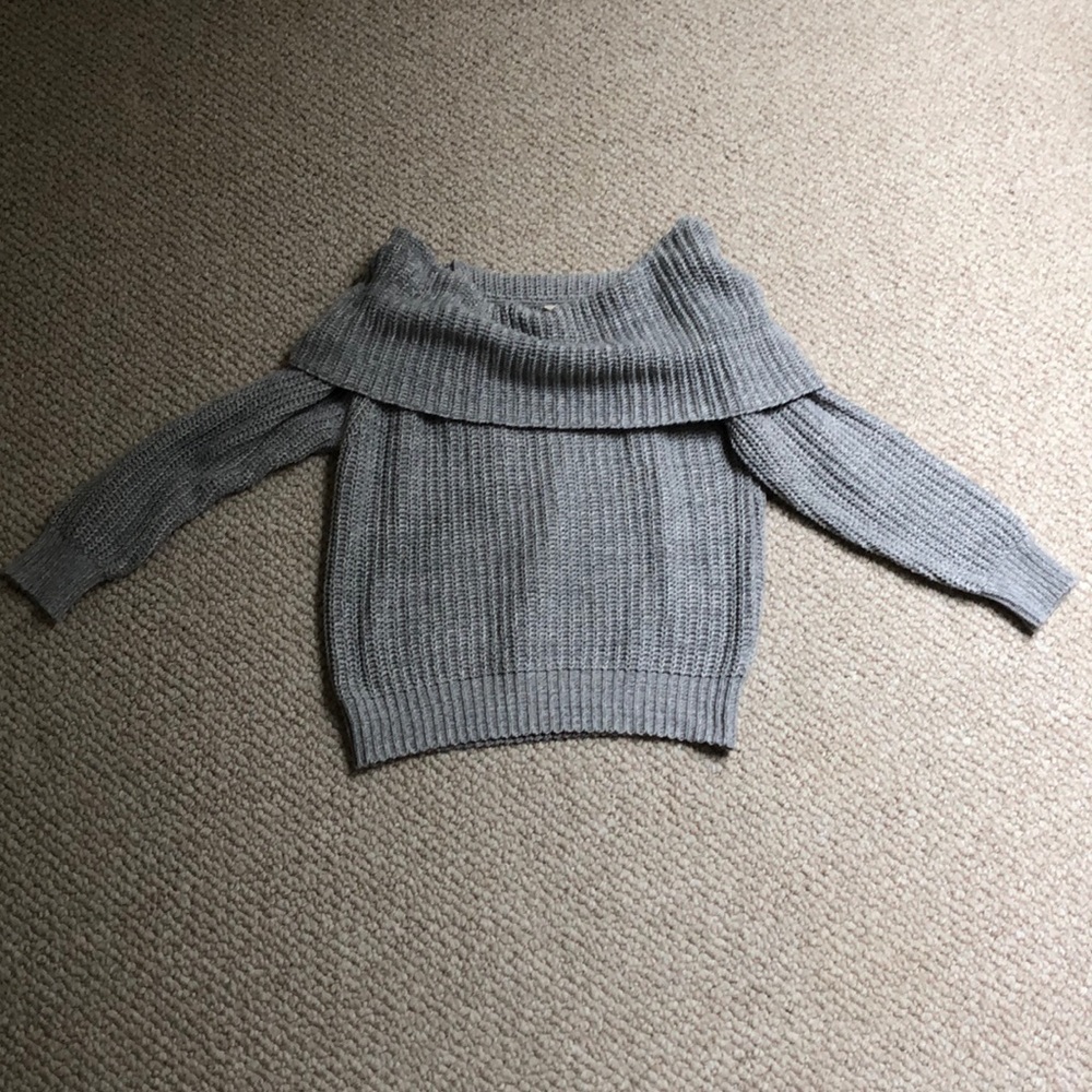Gray Off The Shoulder Sweater
